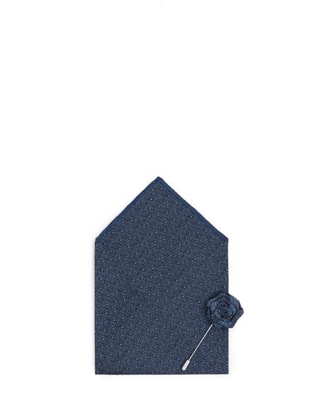 Lacivert 3'lü Kravat-Mendil-Kravat İğnesi Set - 50291497001