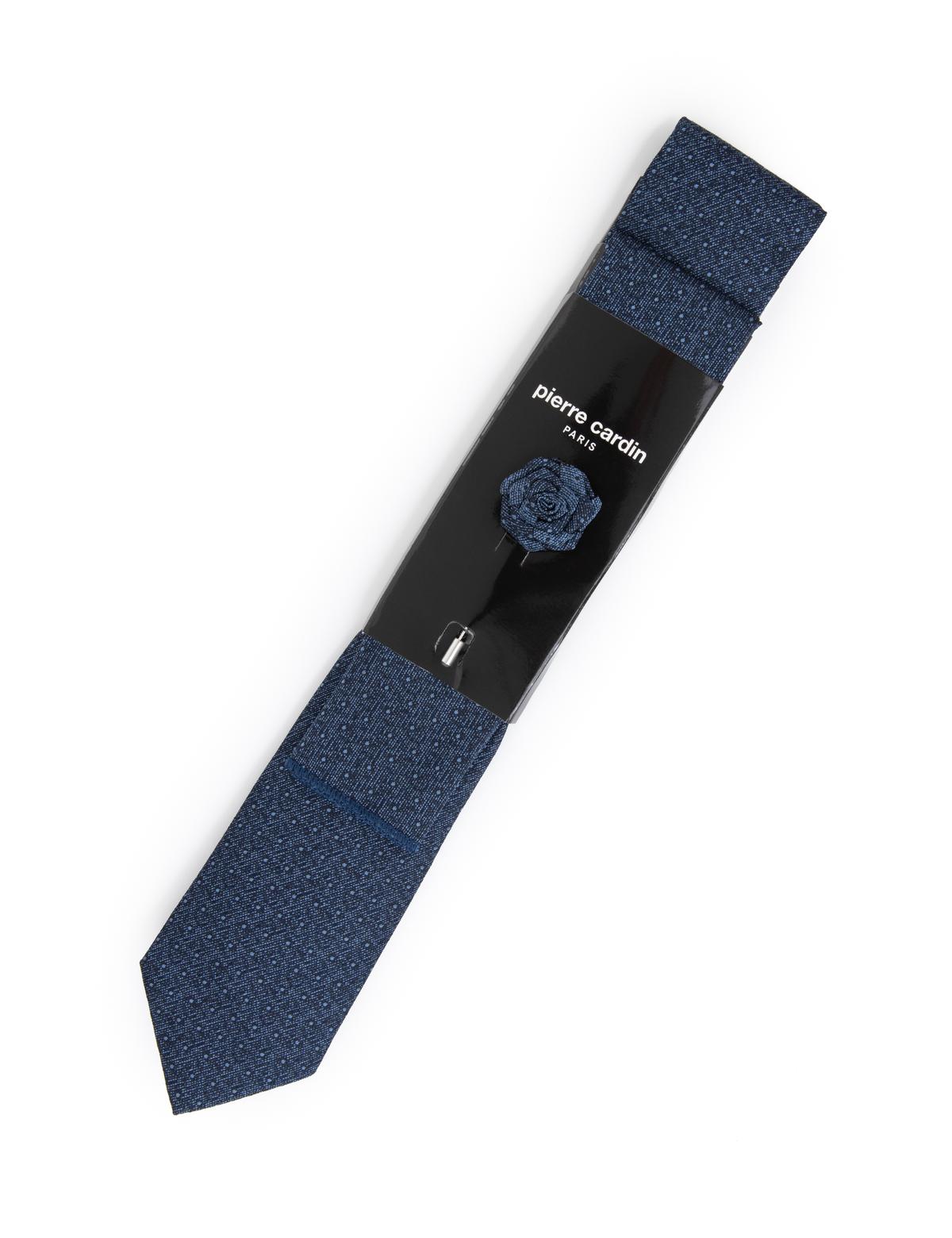 Lacivert 3'lü Kravat-Mendil-Kravat İğnesi Set - 50291497001