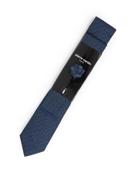 Lacivert 3'lü Kravat-Mendil-Kravat İğnesi Set - 50291497001