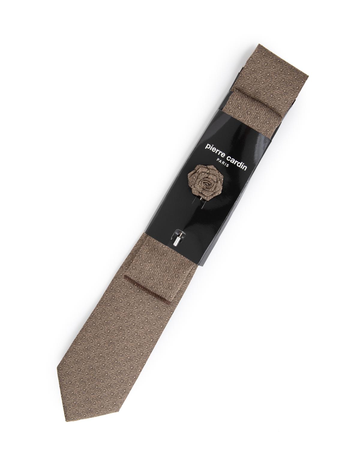 Bej 3'lü Kravat-Mendil-Kravat İğnesi Set - 50291497002