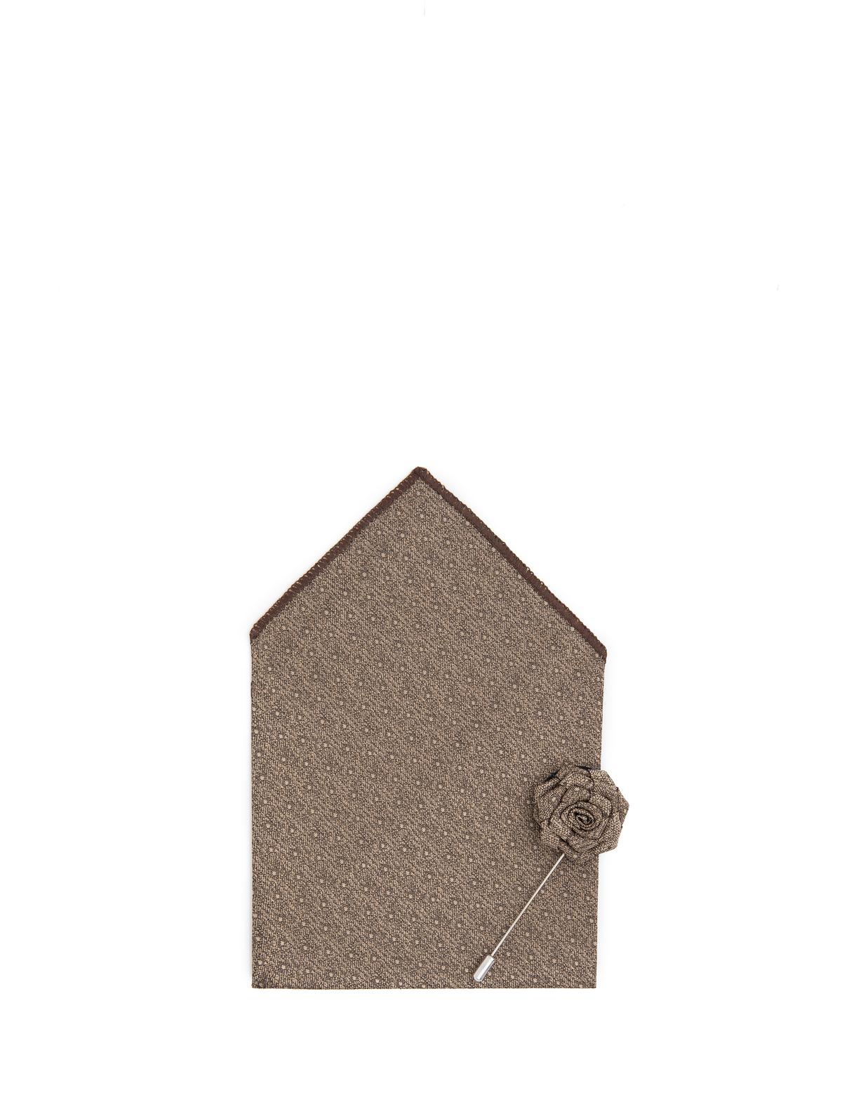 Bej 3'lü Kravat-Mendil-Kravat İğnesi Set - 50291497002