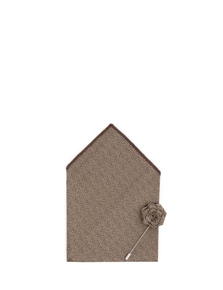 Bej 3'lü Kravat-Mendil-Kravat İğnesi Set - 50291497002