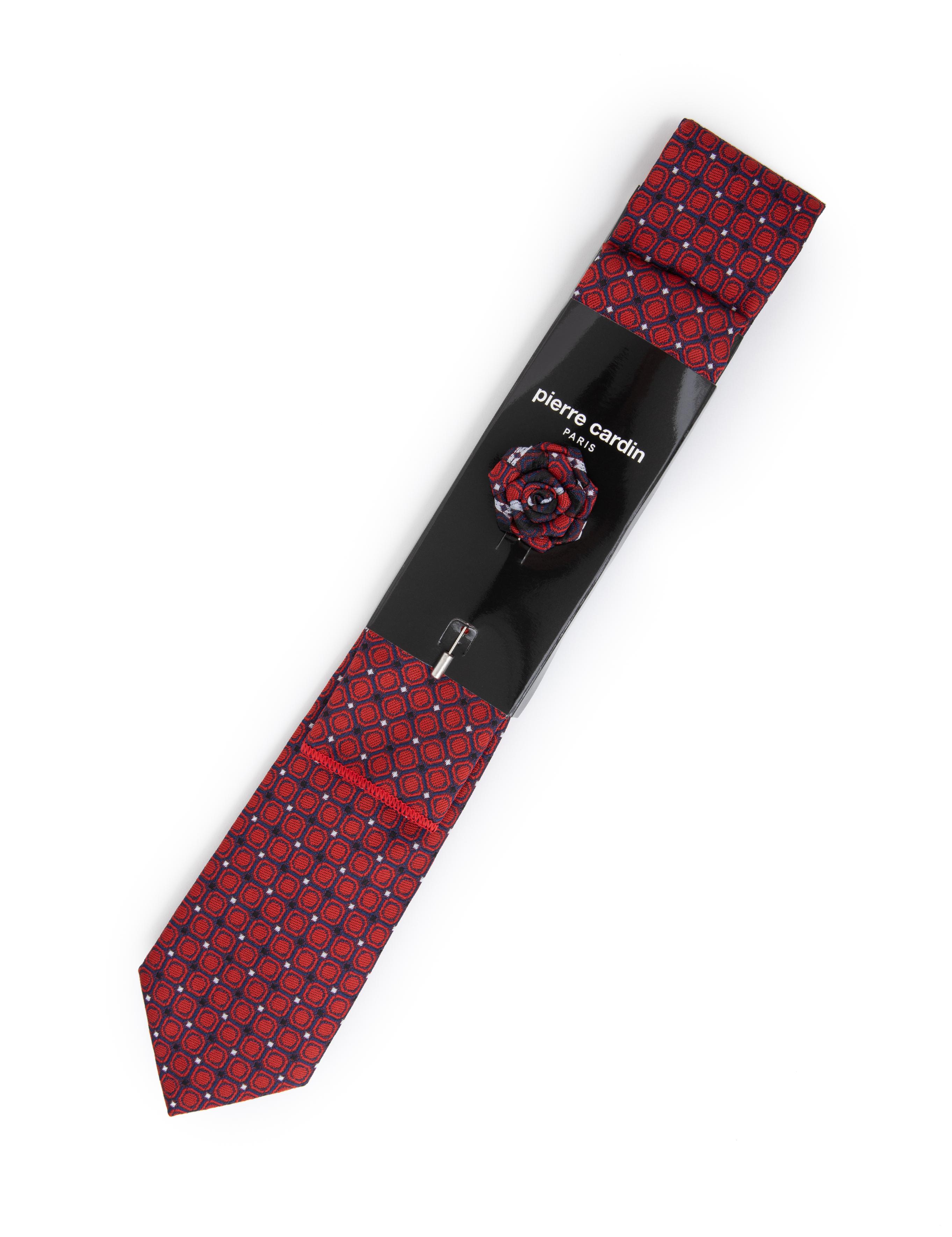 Bordo 3'lü Kravat-Mendil-Kravat İğnesi Set