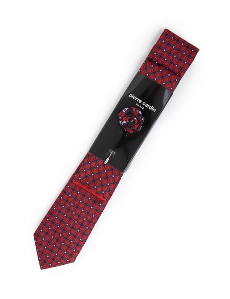 Bordo 3'lü Kravat-Mendil-Kravat İğnesi Set - 50291498002