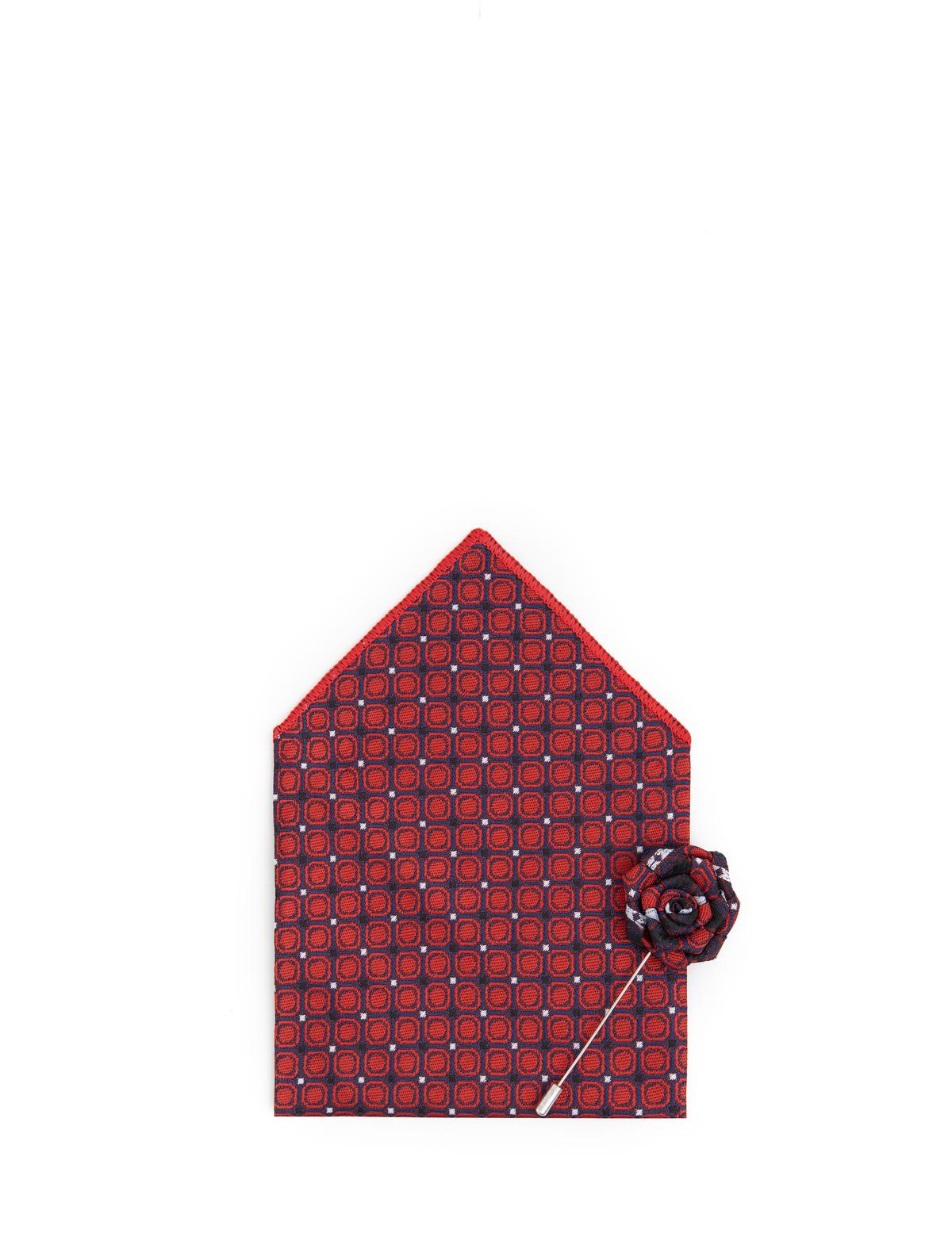 Bordo 3'lü Kravat-Mendil-Kravat İğnesi Set - 50291498002