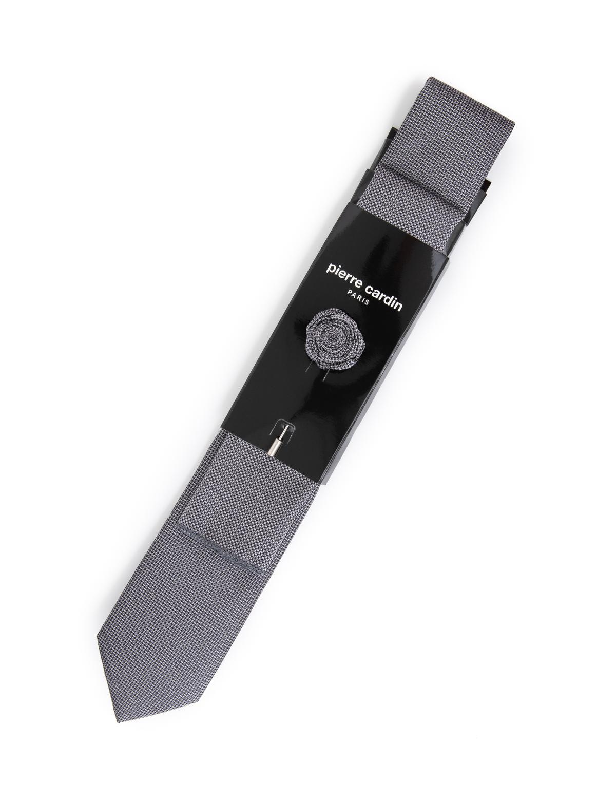 Gri 3'lü Kravat-Mendil-Kravat İğnesi Set - 50291543001