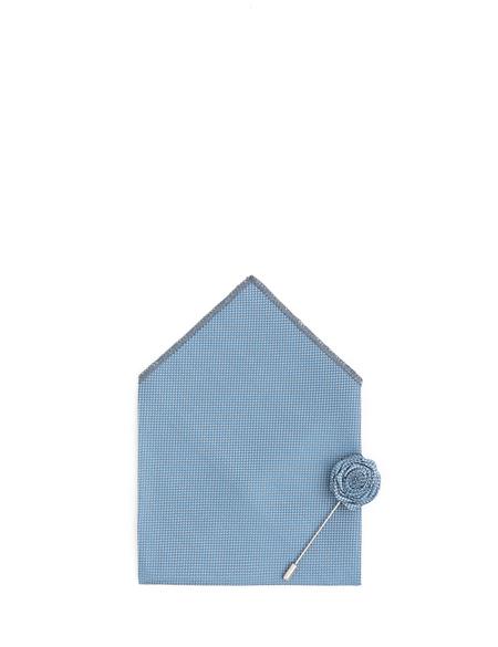 Mavi 3'lü Kravat-Mendil-Kravat İğnesi Set - 50291543002