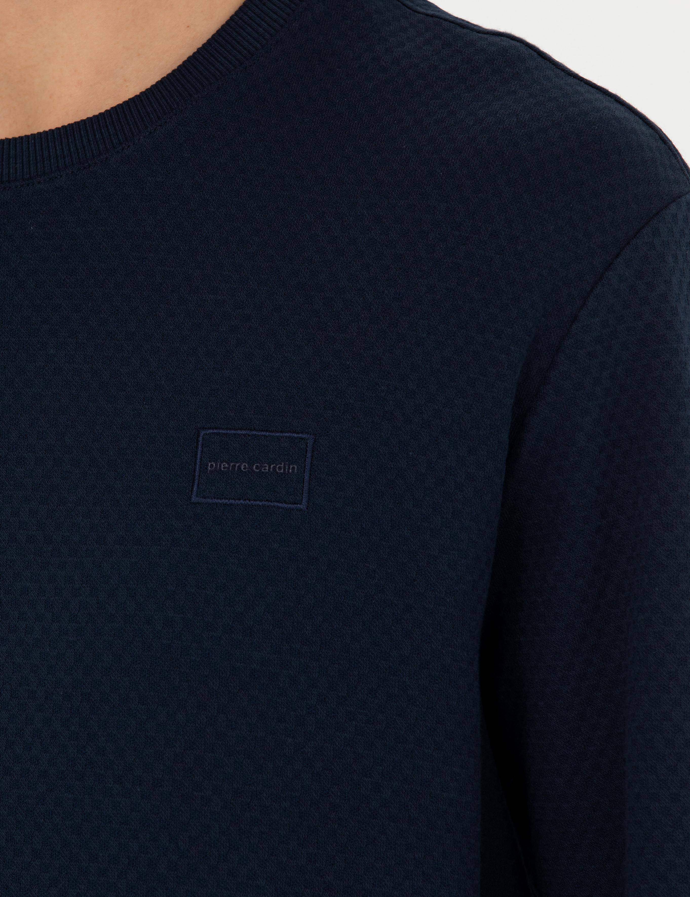 Koyu Lacivert Regular Fit Bisiklet Yaka Sweatshirt