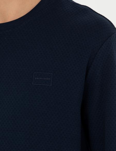 Koyu Lacivert Regular Fit Bisiklet Yaka Sweatshirt - 50279557005