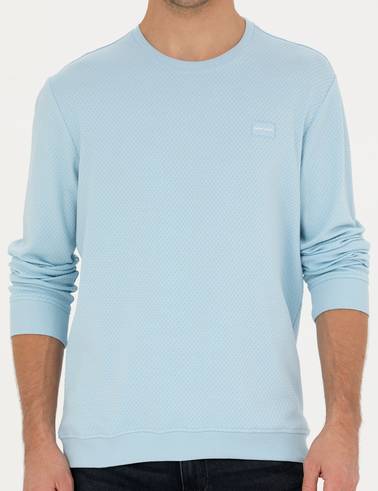 Açık Mavi  Regular Fit Bisiklet Yaka Sweatshirt