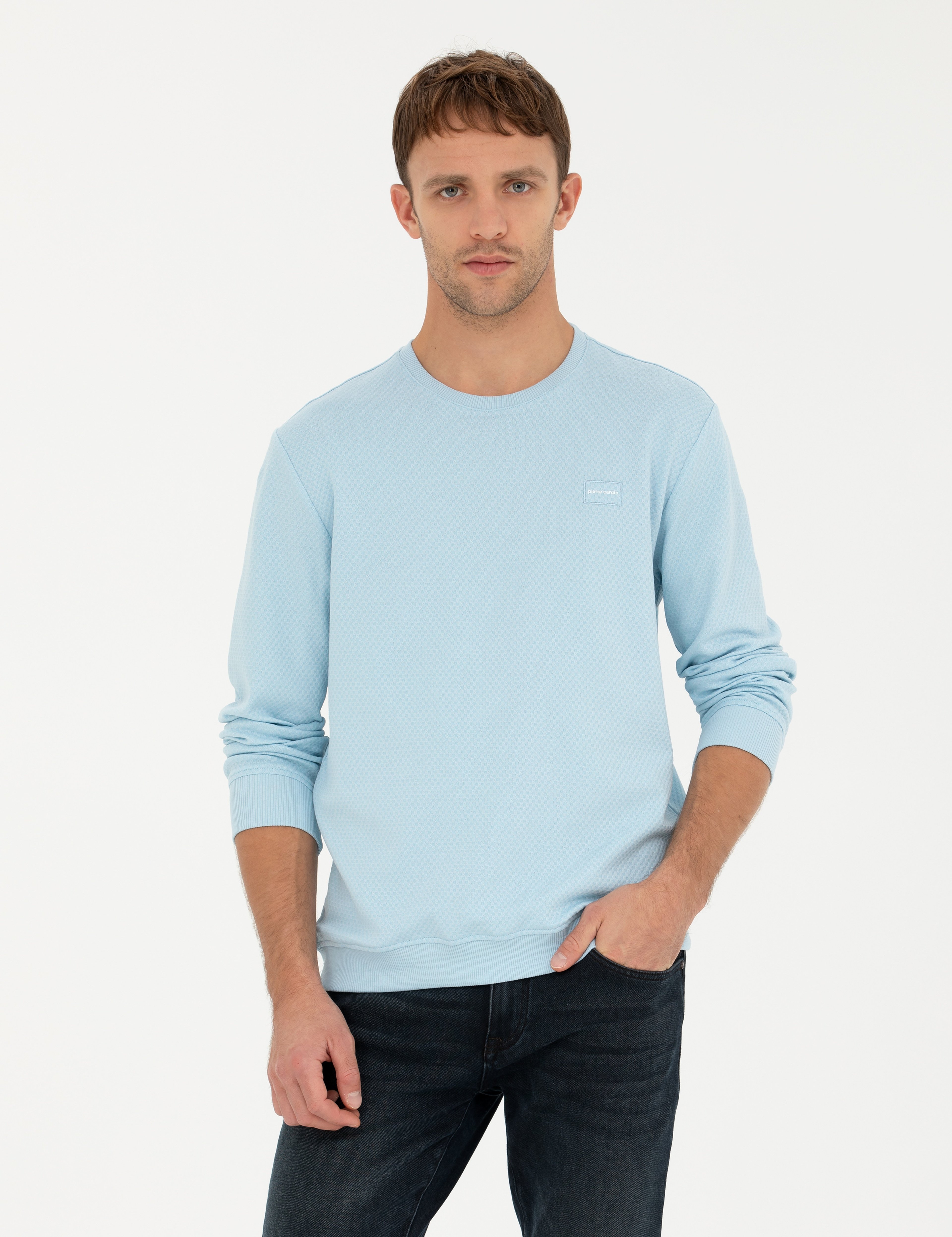 Açık Mavi  Regular Fit Bisiklet Yaka Sweatshirt - Image 1