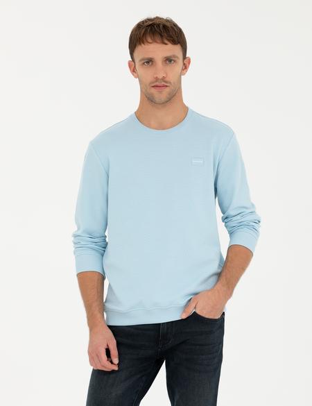 Açık Mavi  Regular Fit Bisiklet Yaka Sweatshirt - 50279557034