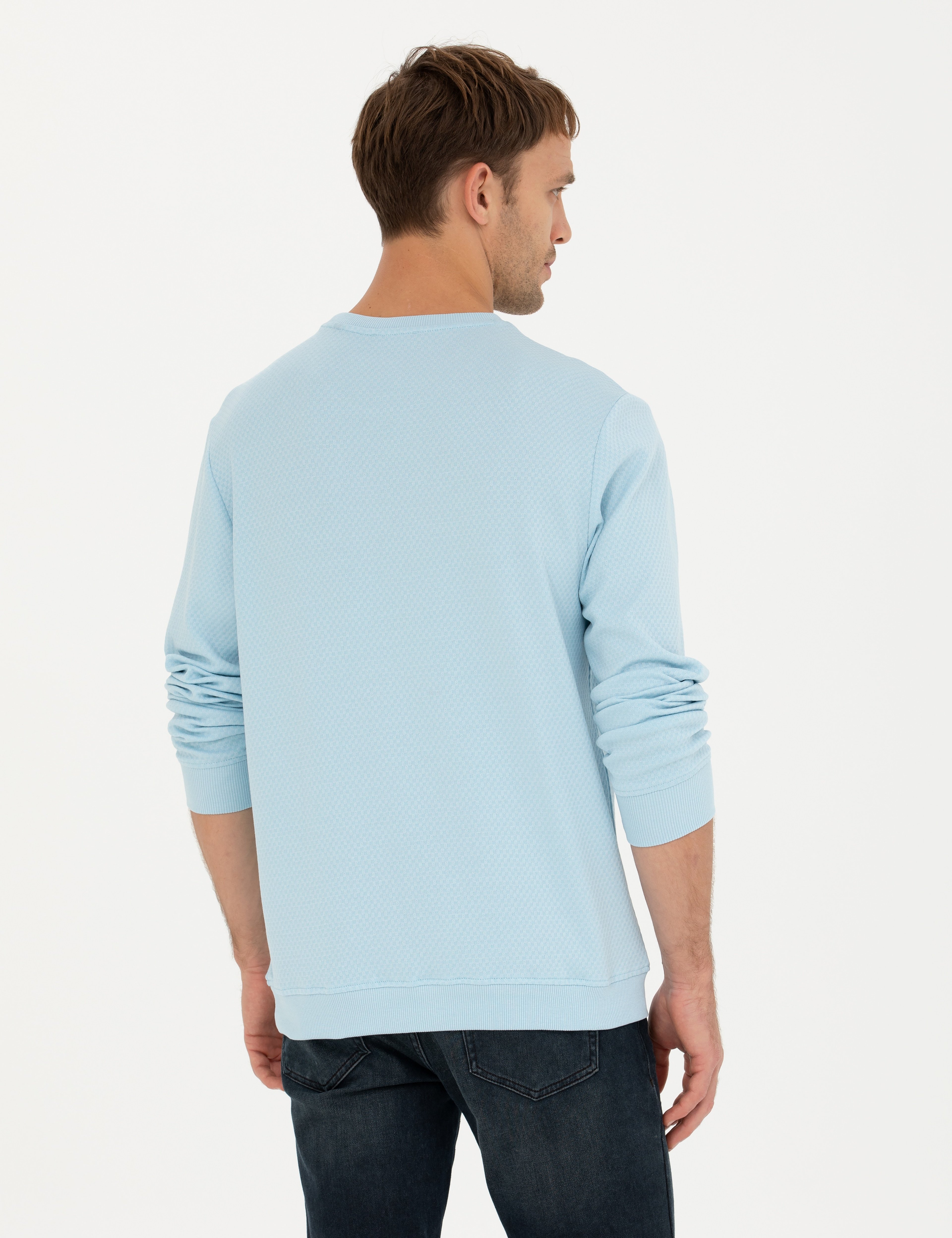 Açık Mavi  Regular Fit Bisiklet Yaka Sweatshirt