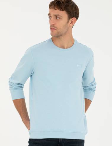 Açık Mavi  Regular Fit Bisiklet Yaka Sweatshirt