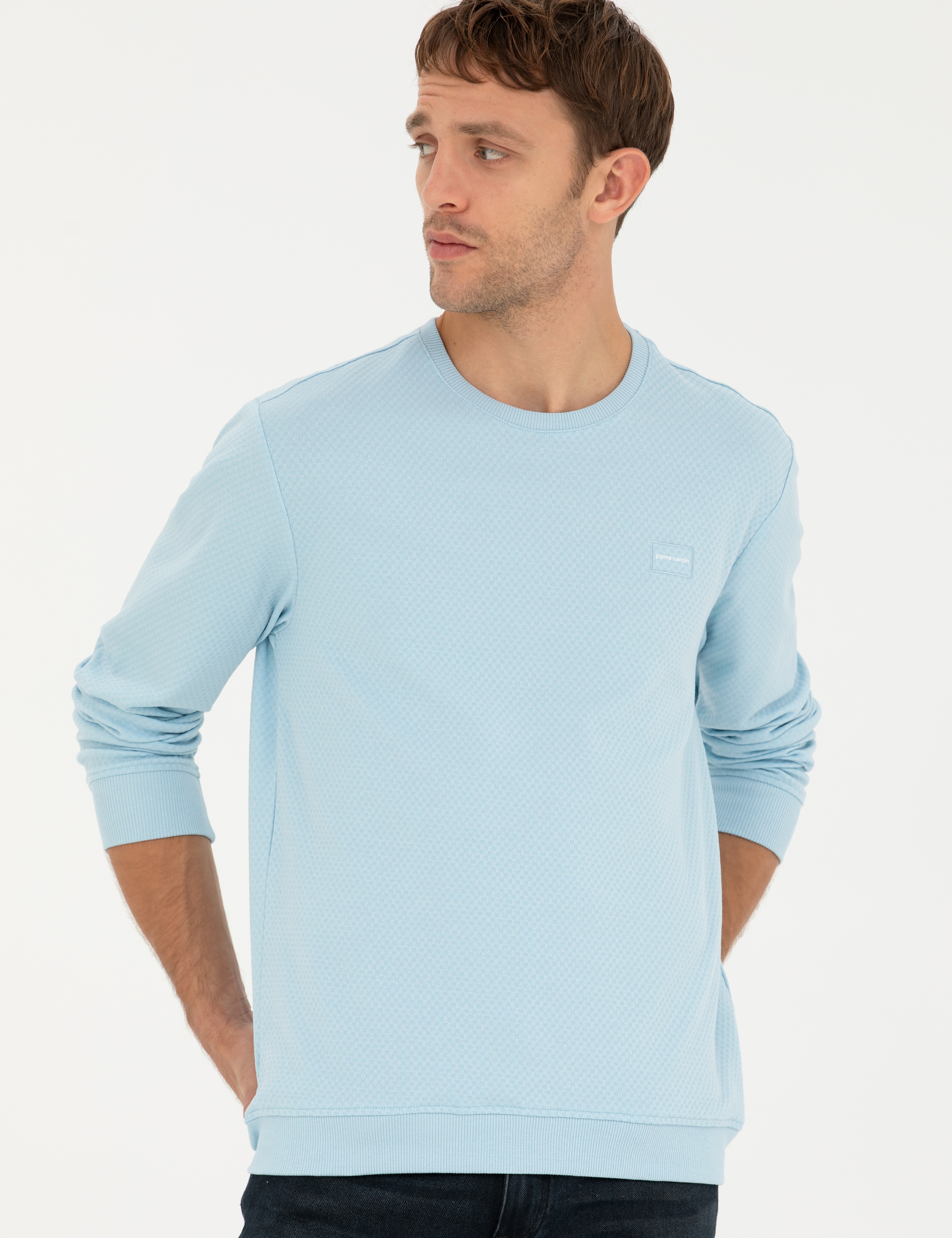 Açık Mavi  Regular Fit Bisiklet Yaka Sweatshirt