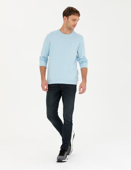 Açık Mavi  Regular Fit Bisiklet Yaka Sweatshirt - 50279557034