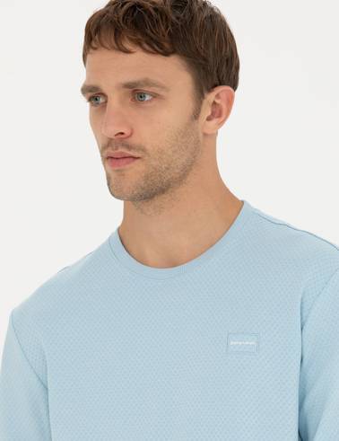 Açık Mavi  Regular Fit Bisiklet Yaka Sweatshirt