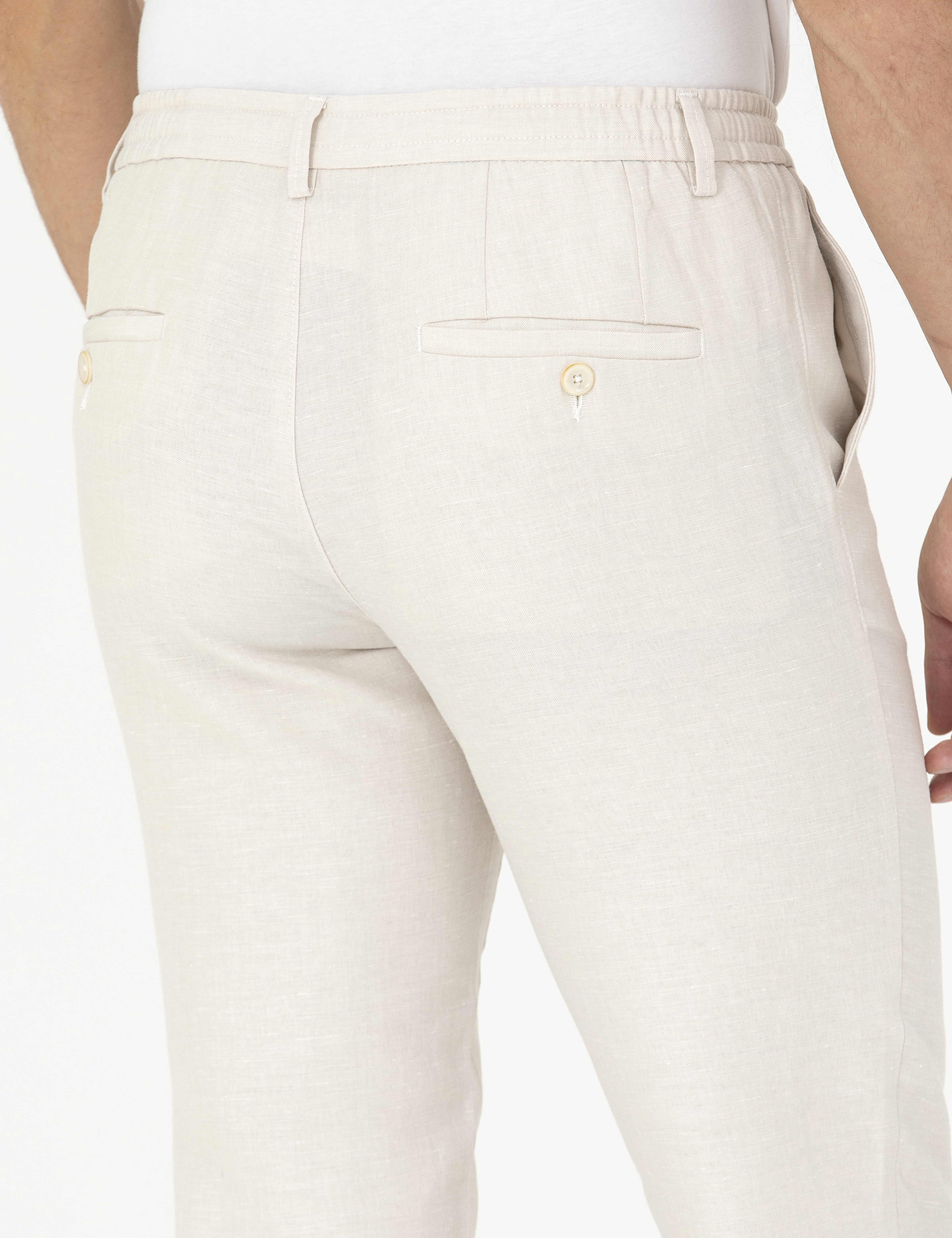 Bej Slim Fit Kumaş Pantolon