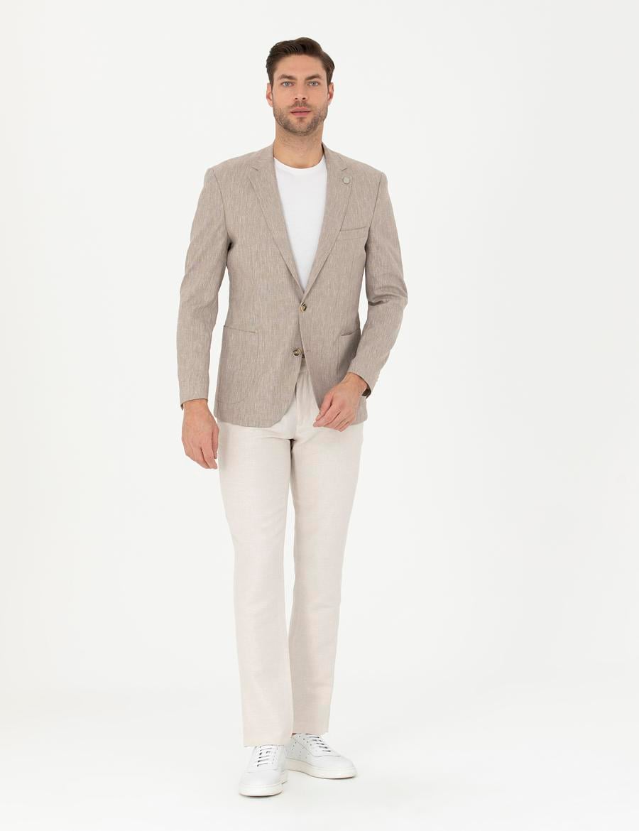 Bej Slim Fit Kumaş Pantolon