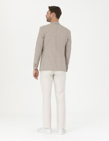Bej Slim Fit Keten Karışımlı Pantolon - 50286092006