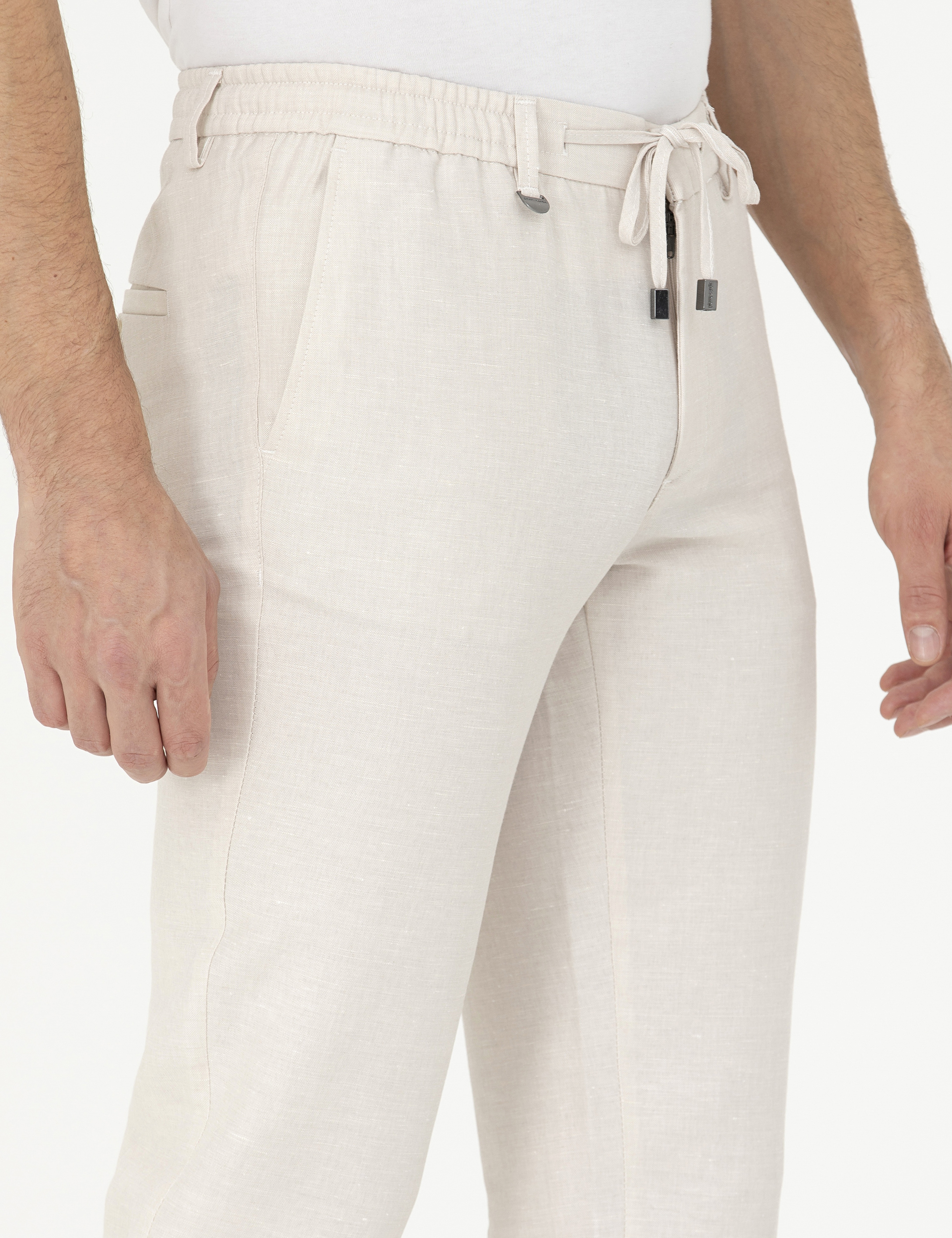 Bej Slim Fit Kumaş Pantolon