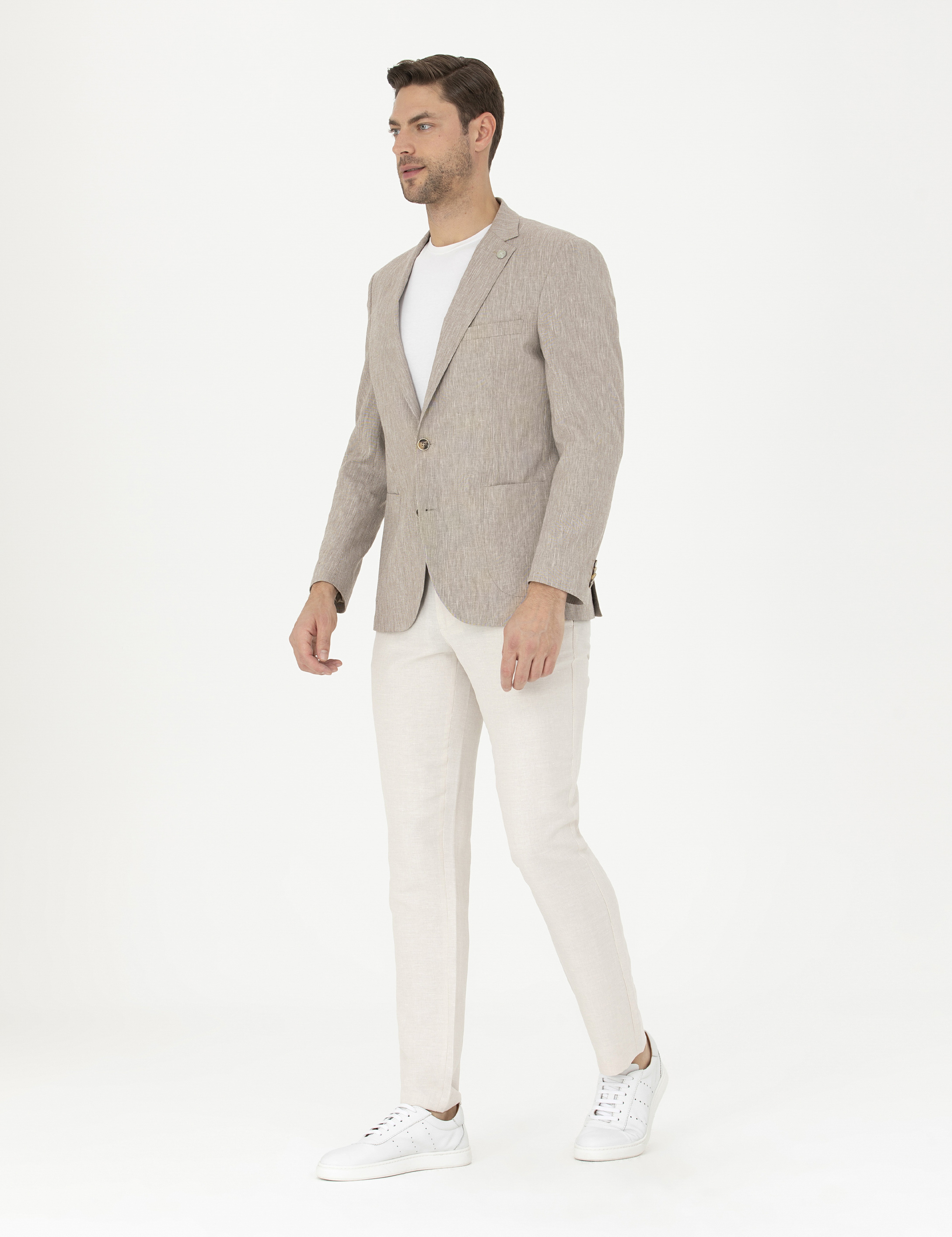 Bej Slim Fit Kumaş Pantolon - Image 3