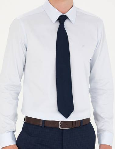 Açık Mavi Slim Fit Uzun Kollu Basic Gömlek