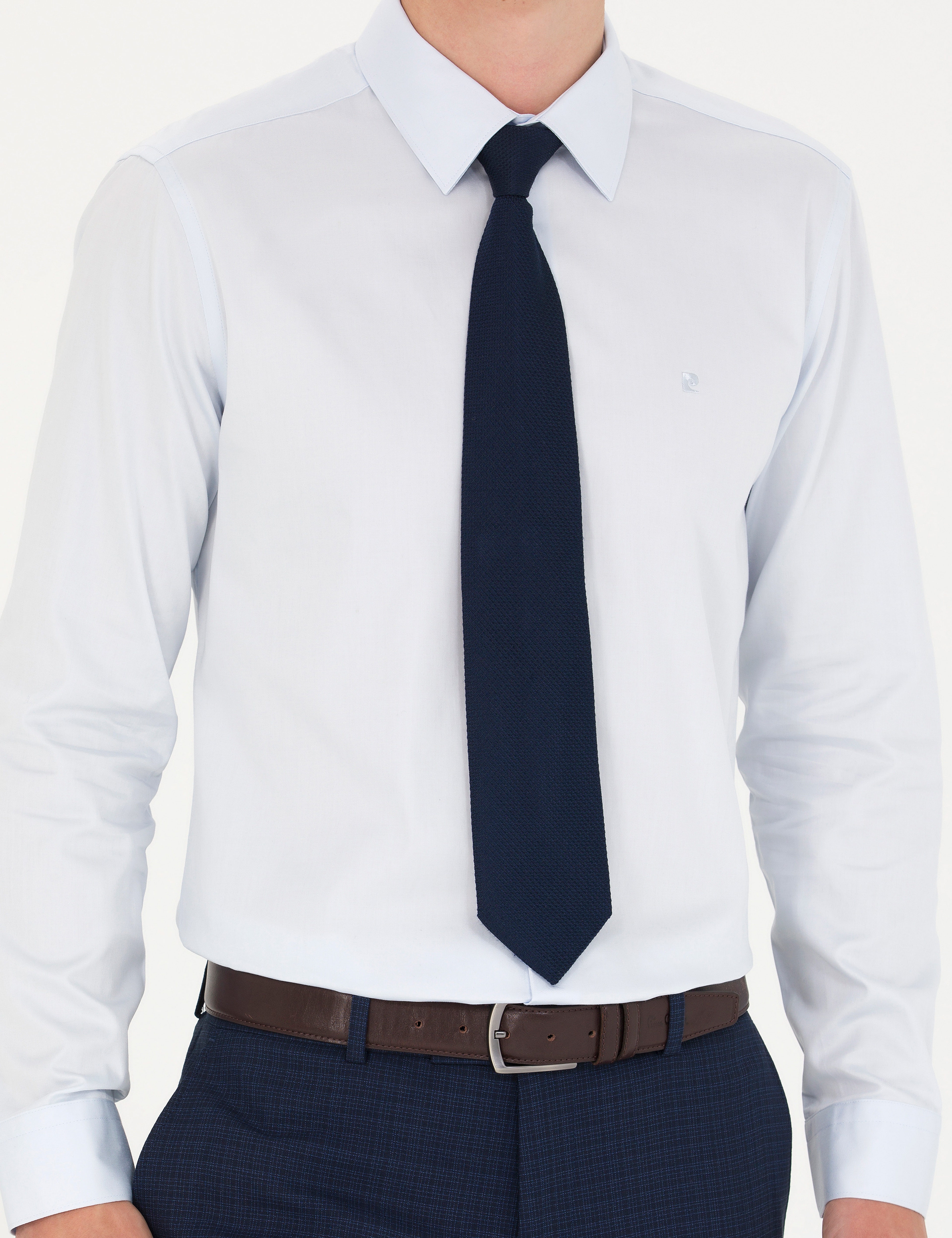 Açık Mavi Slim Fit Uzun Kollu Basic Gömlek - Image 6