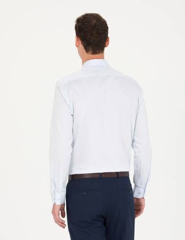 Açık Mavi Slim Fit Uzun Kollu Basic Gömlek