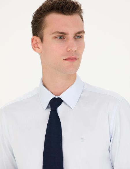 Açık Mavi Slim Fit Uzun Kollu Basic Gömlek - 50280213007