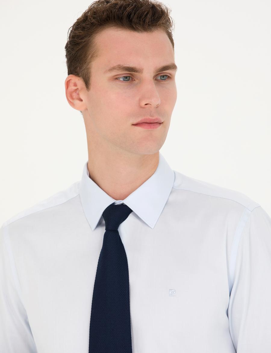Açık Mavi Slim Fit Uzun Kollu Basic Gömlek