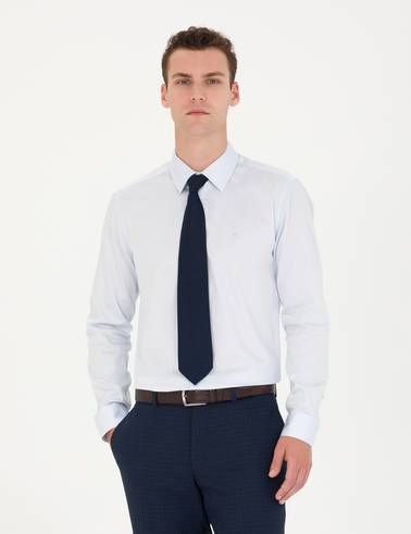 Açık Mavi Slim Fit Uzun Kollu Basic Gömlek