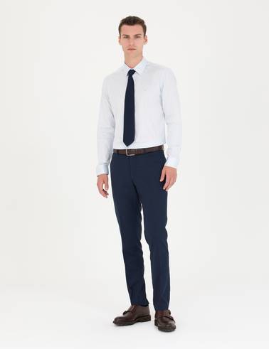 Açık Mavi Slim Fit Uzun Kollu Basic Gömlek