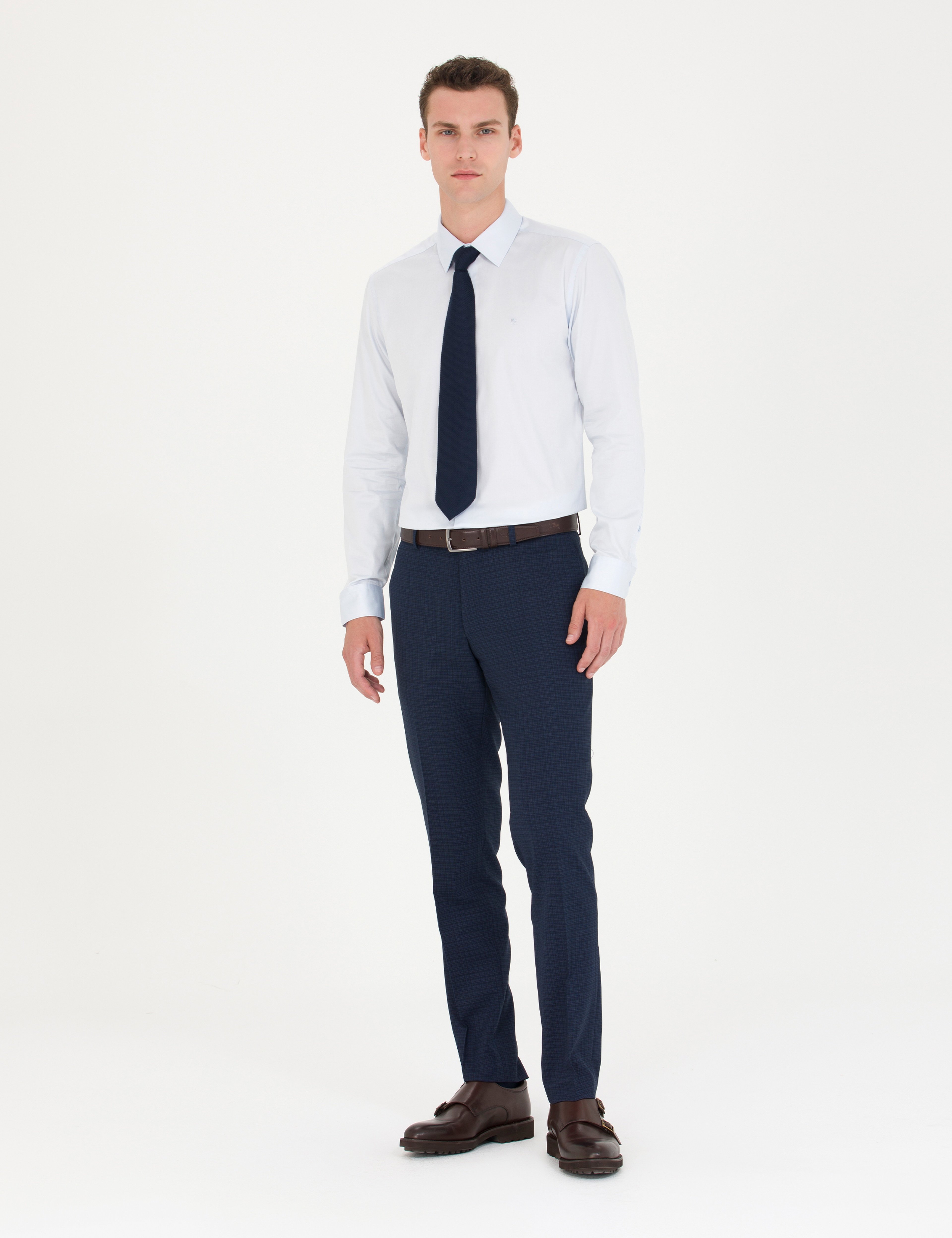 Açık Mavi Slim Fit Uzun Kollu Basic Gömlek - Image 4