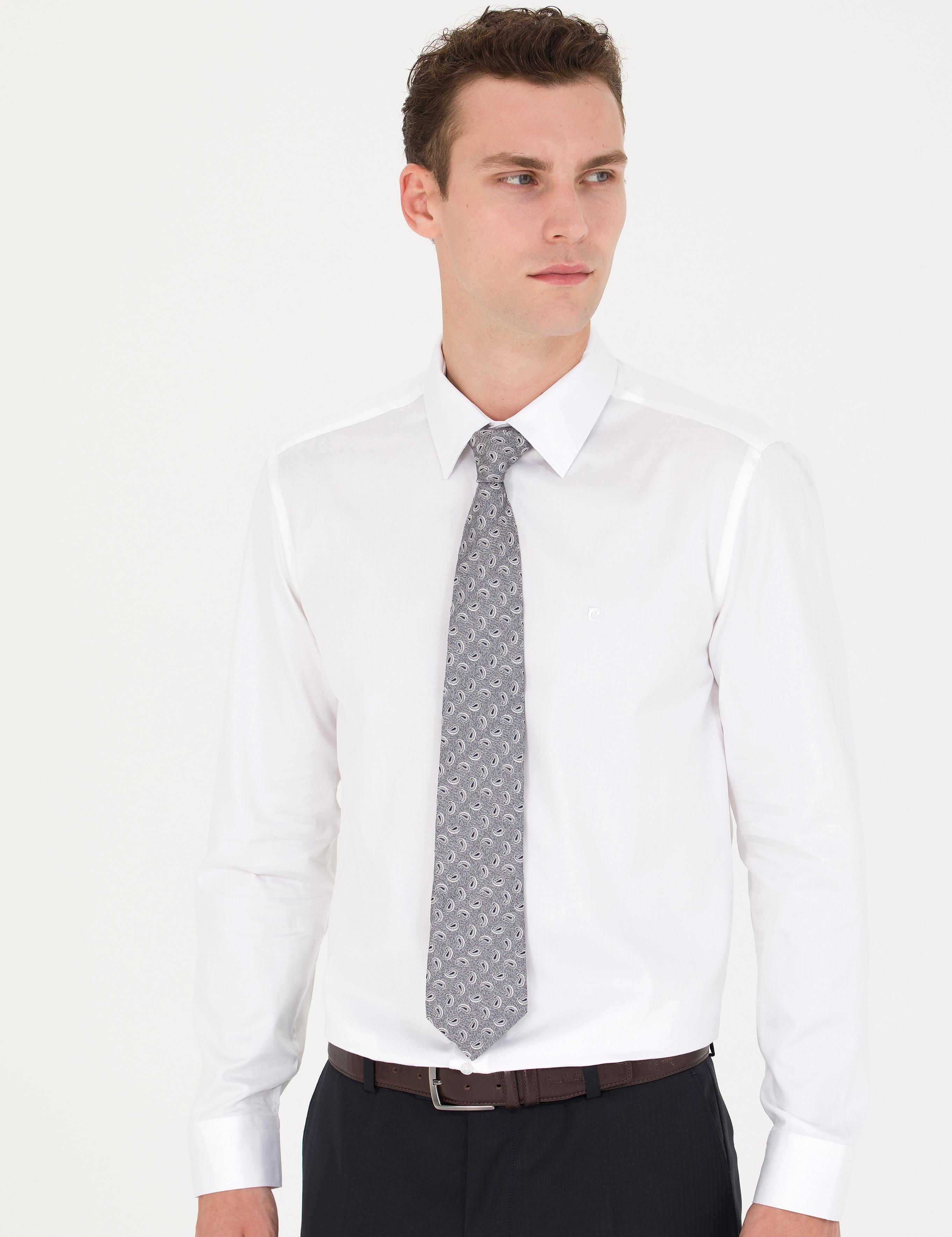 Beyaz Slim Fit Uzun Kollu Basic Gömlek