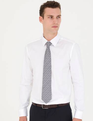 Beyaz Slim Fit Uzun Kollu Basic Gömlek