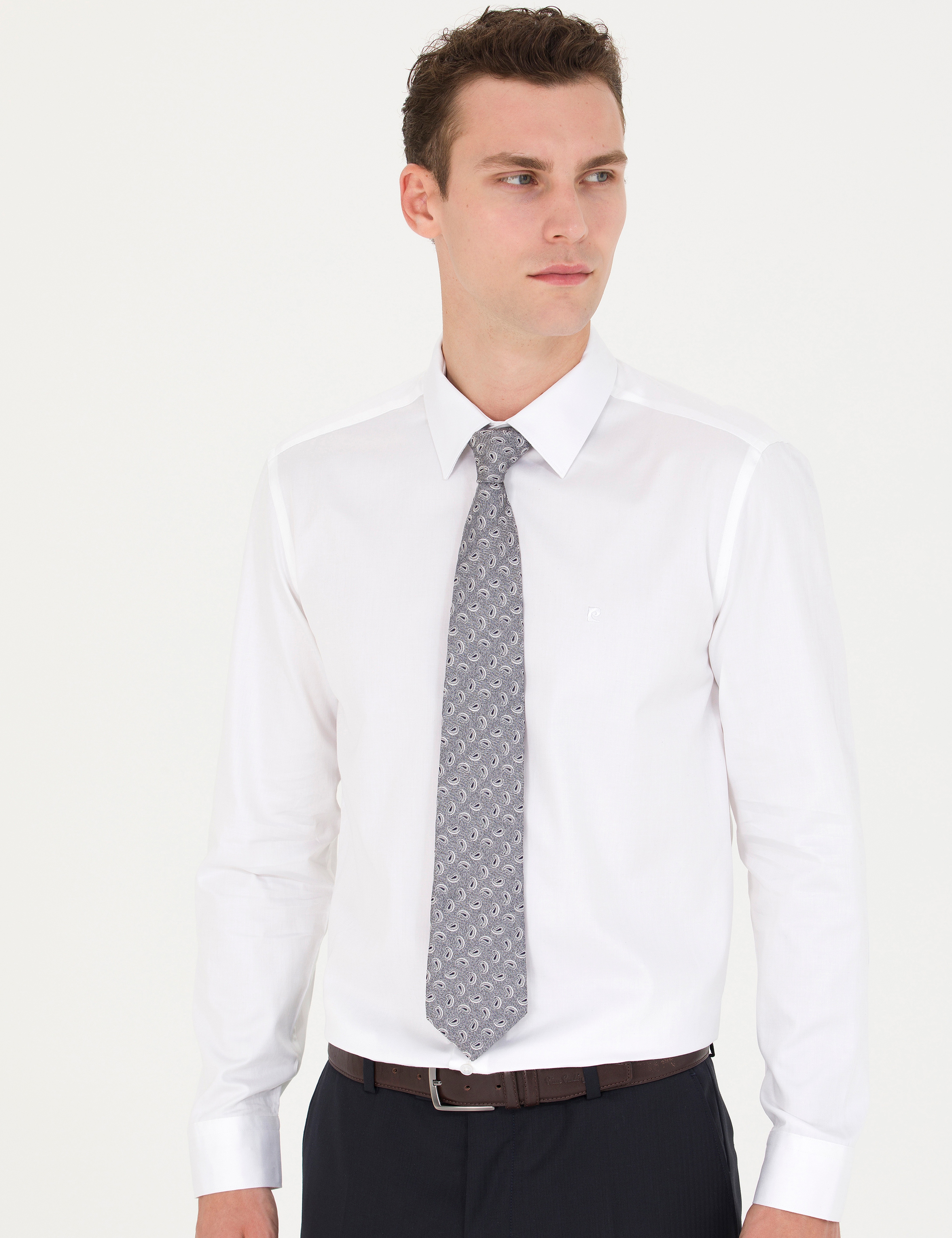 Beyaz Slim Fit Uzun Kollu Basic Gömlek - Image 3
