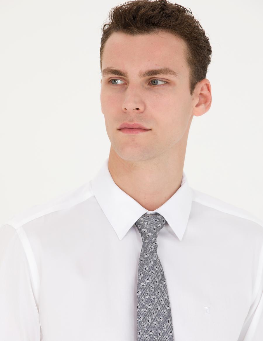 Beyaz Slim Fit Uzun Kollu Basic Gömlek