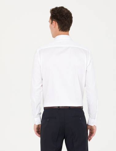 Beyaz Slim Fit Uzun Kollu Basic Gömlek