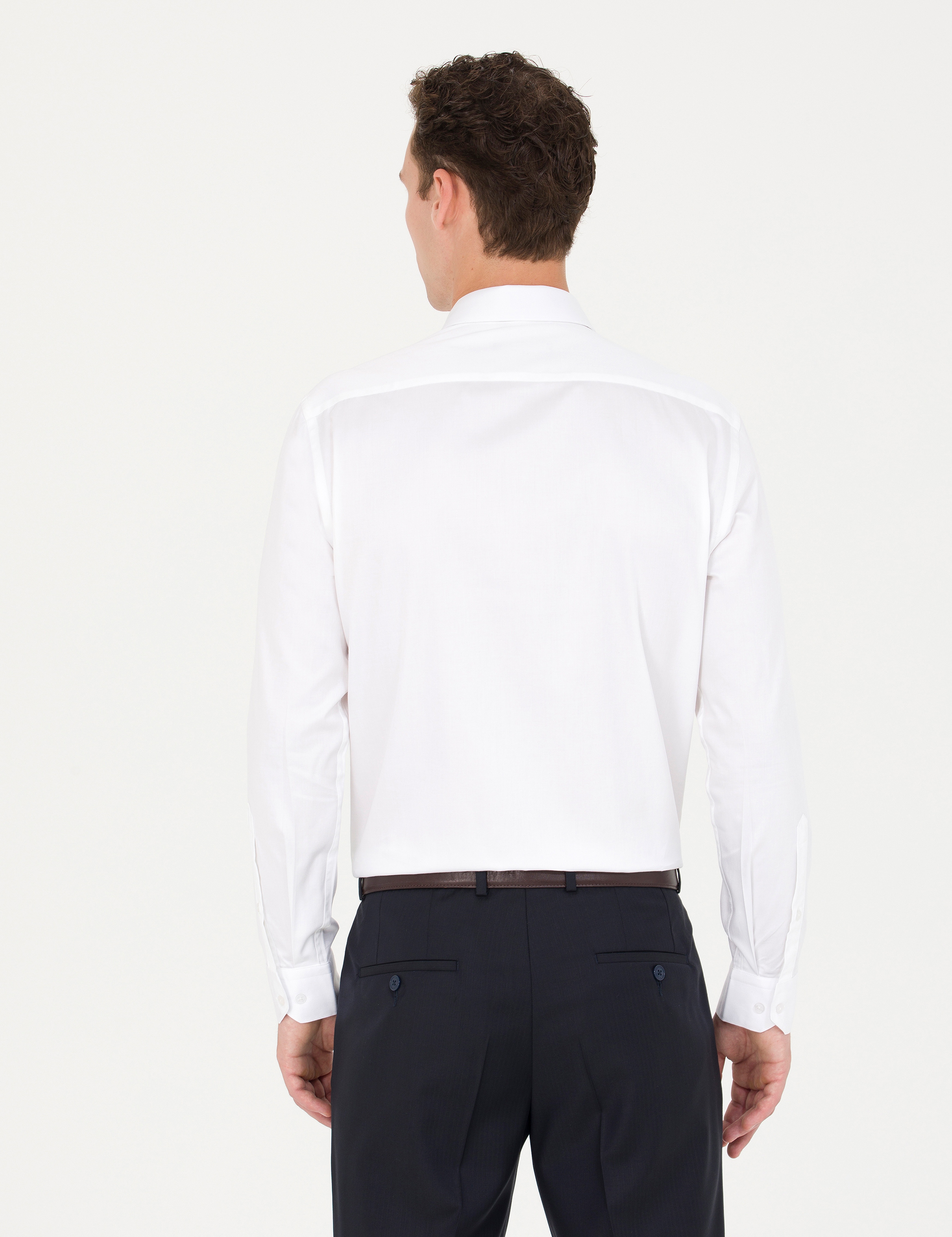 Beyaz Slim Fit Uzun Kollu Basic Gömlek - Image 5
