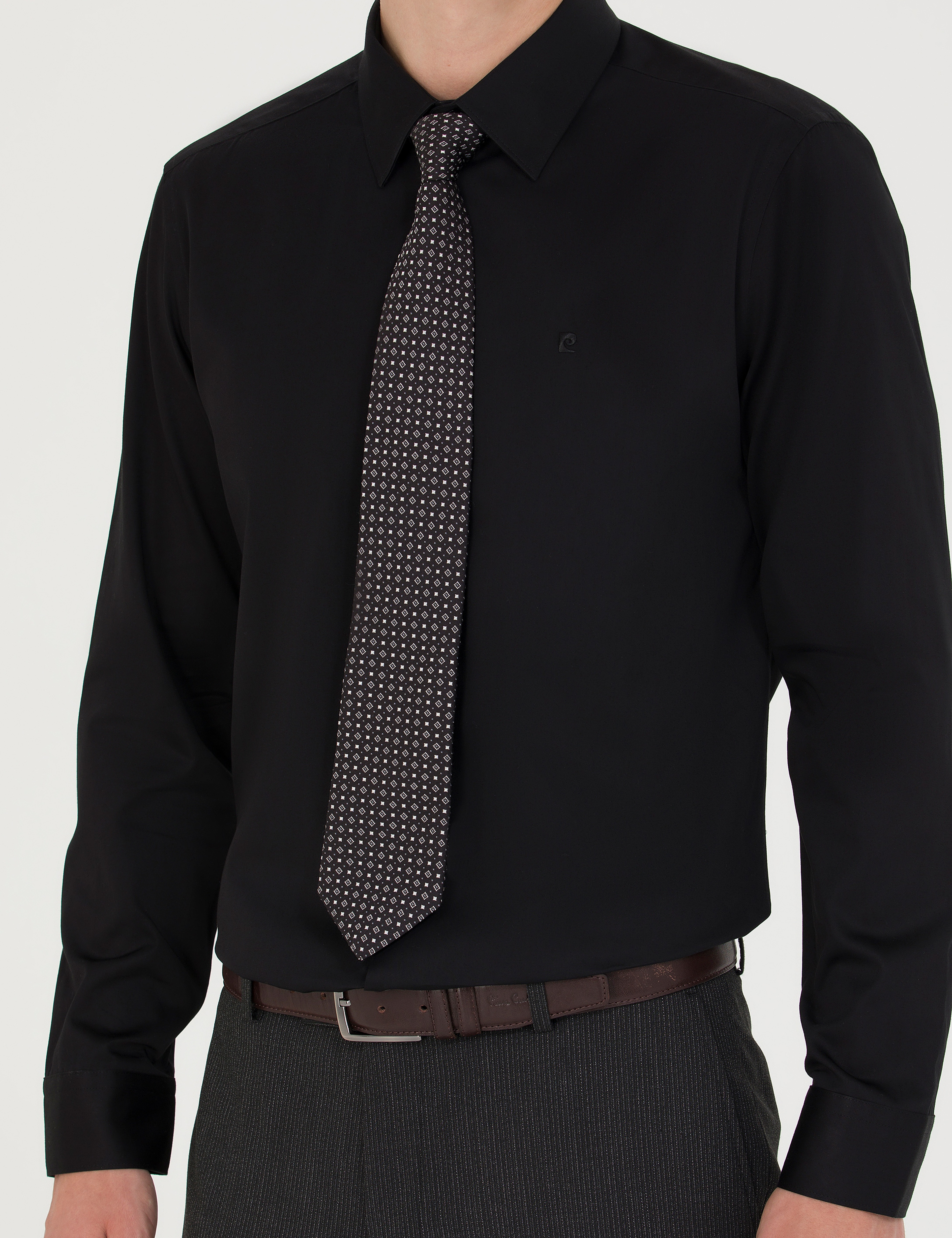 Siyah Slim Fit Uzun Kollu Basic Gömlek - Image 6