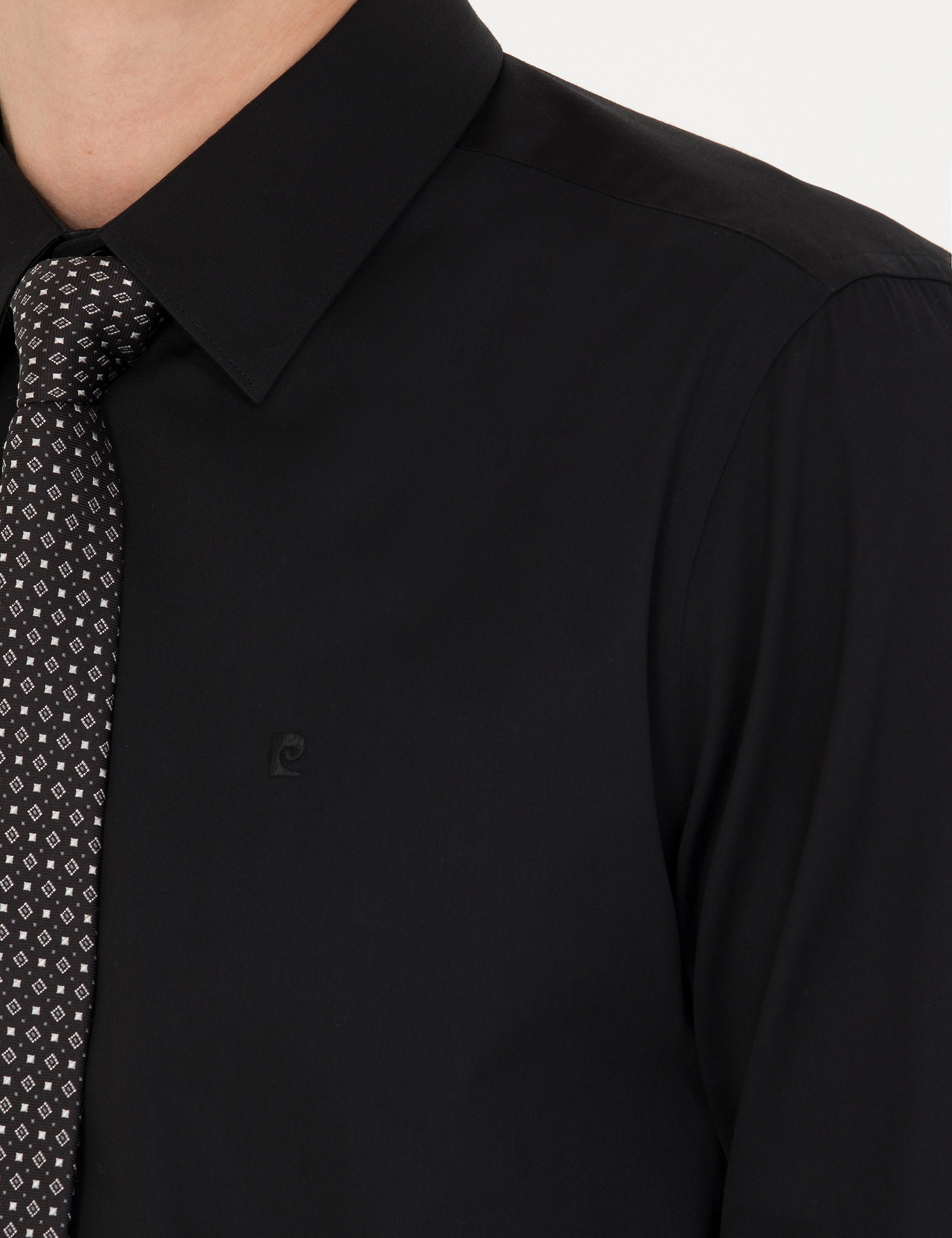 Siyah Slim Fit Uzun Kollu Basic Gömlek