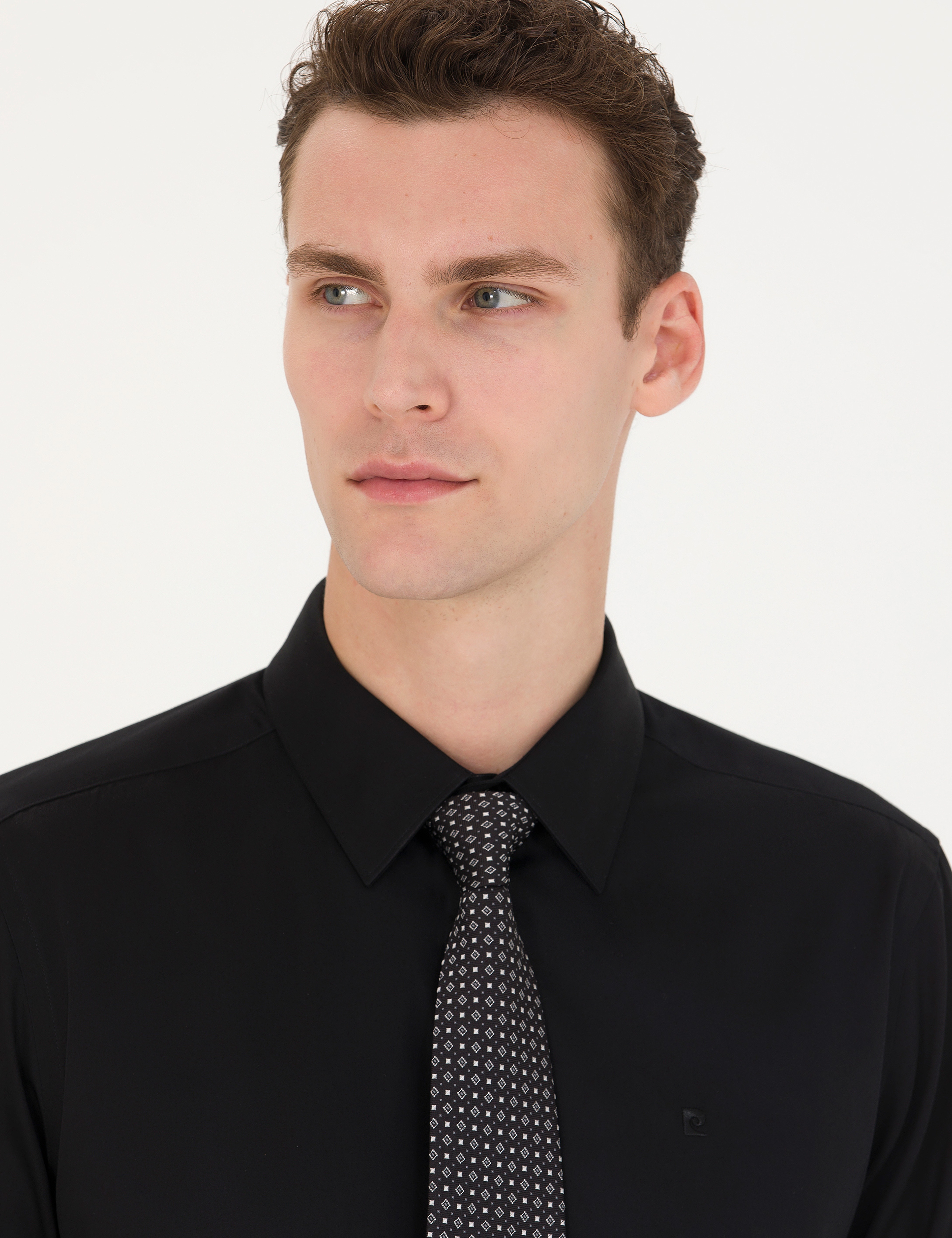 Siyah Slim Fit Uzun Kollu Basic Gömlek - Image 2