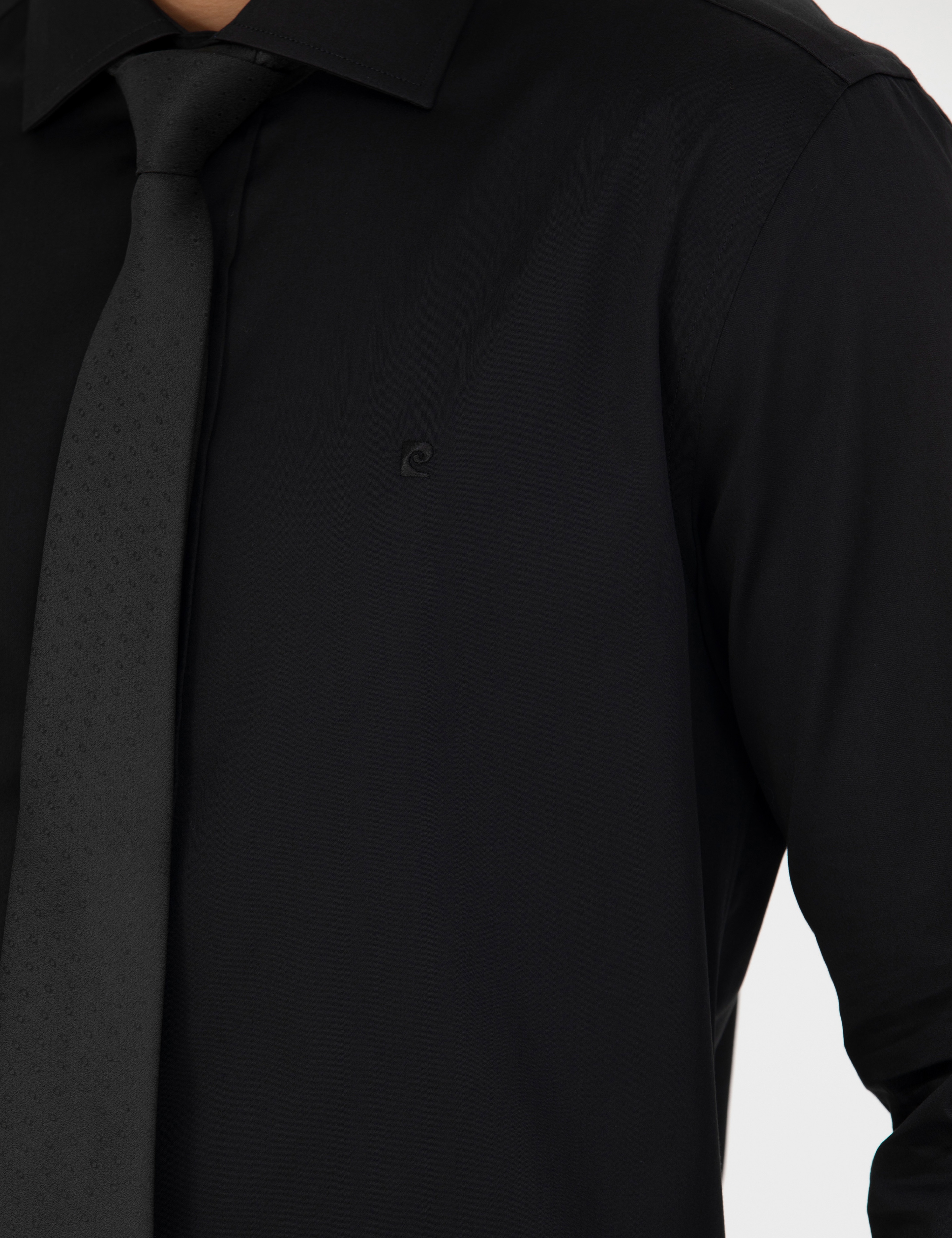 Siyah Slim Fit Uzun Kollu Gömlek - Image 7
