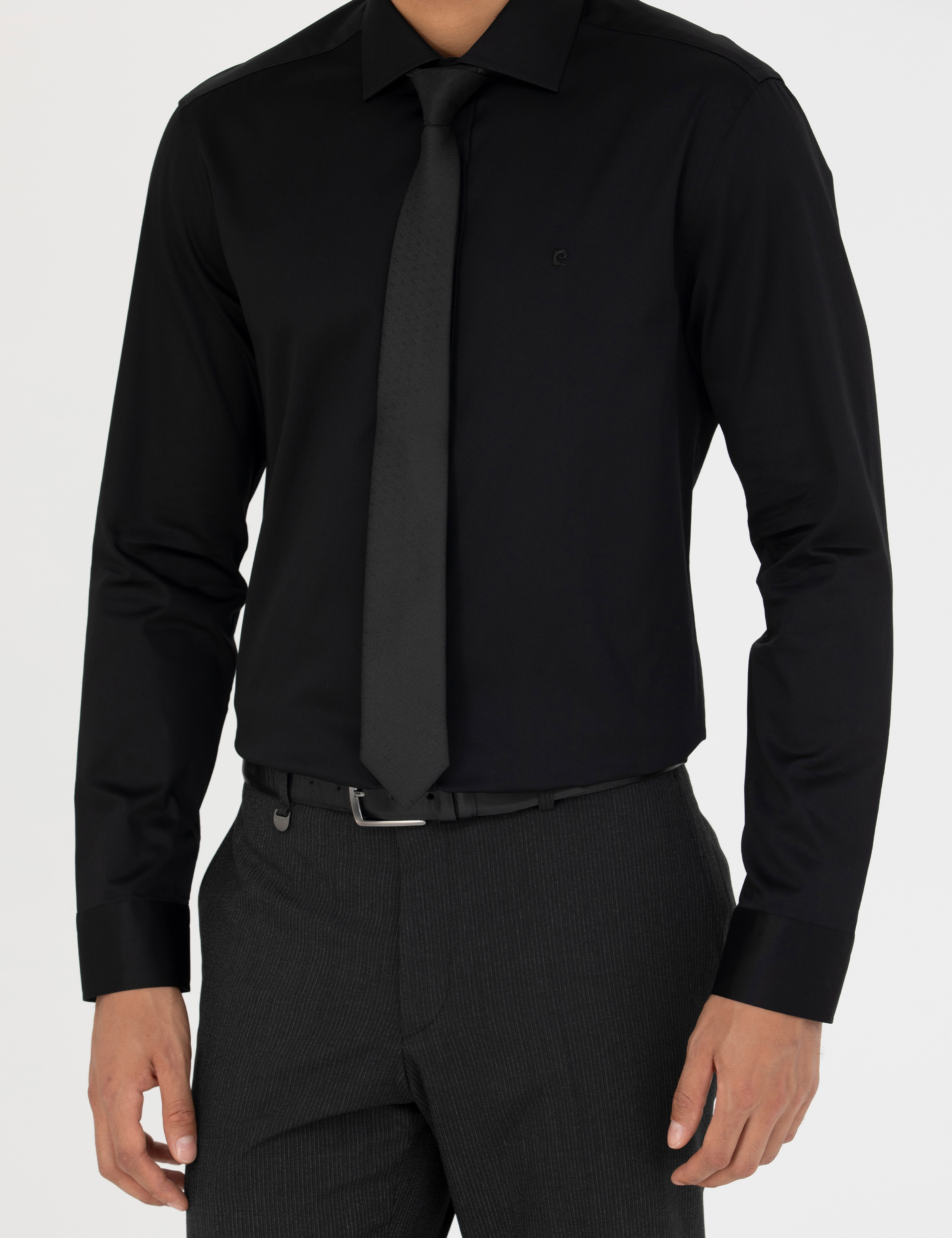 Siyah Slim Fit Uzun Kollu Gömlek - Image 6
