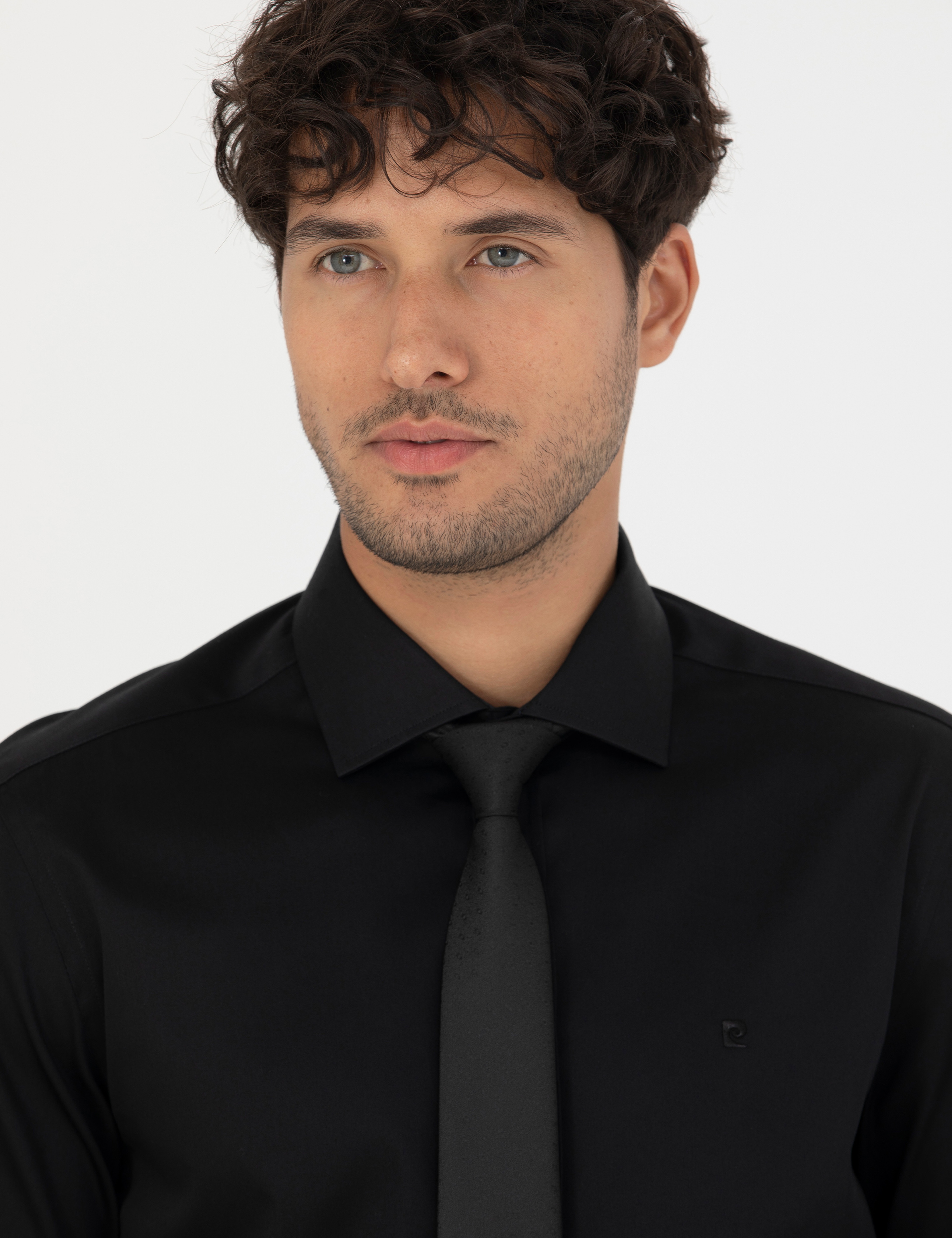 Siyah Slim Fit Uzun Kollu Gömlek - Image 2