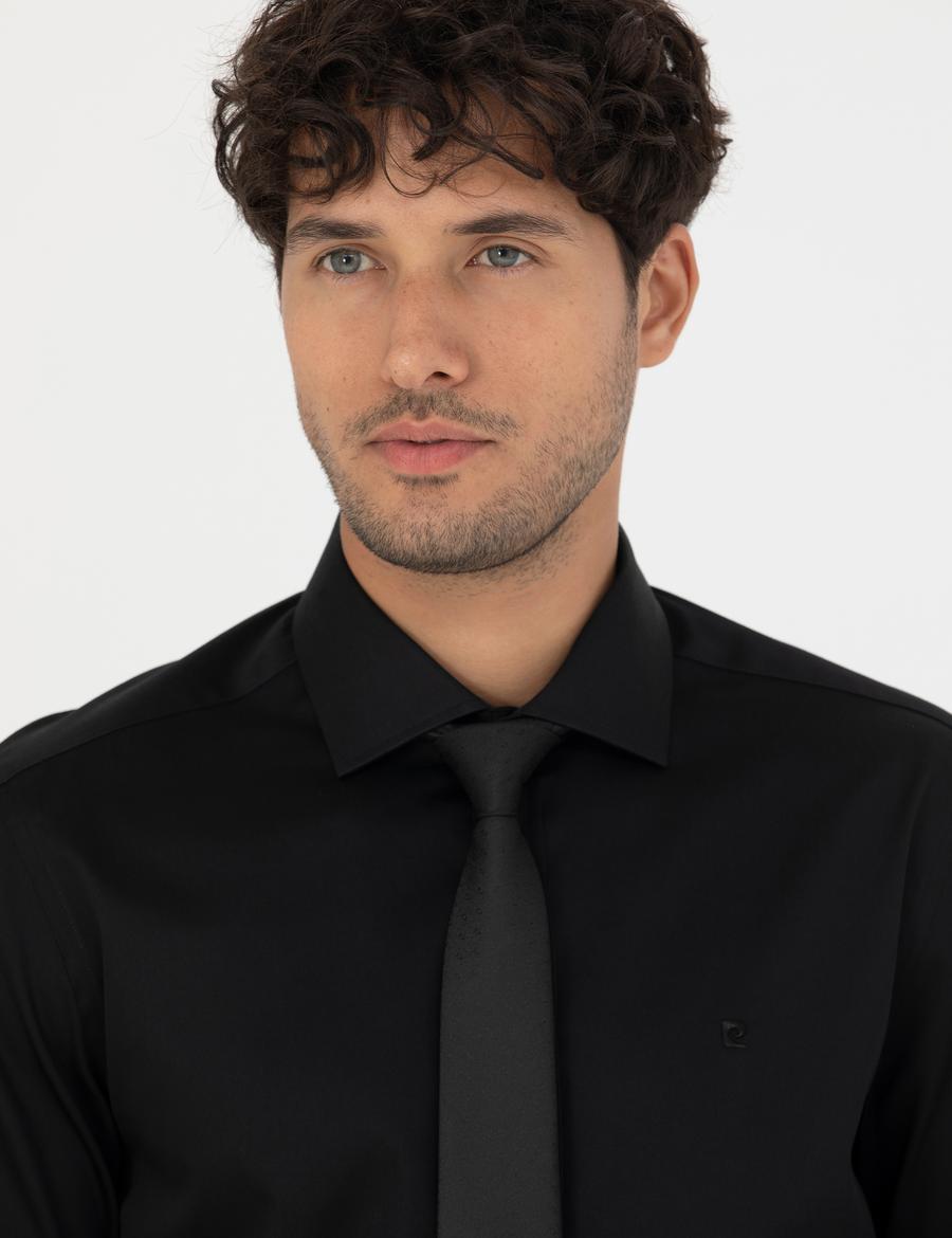 Siyah Slim Fit Uzun Kollu Gömlek