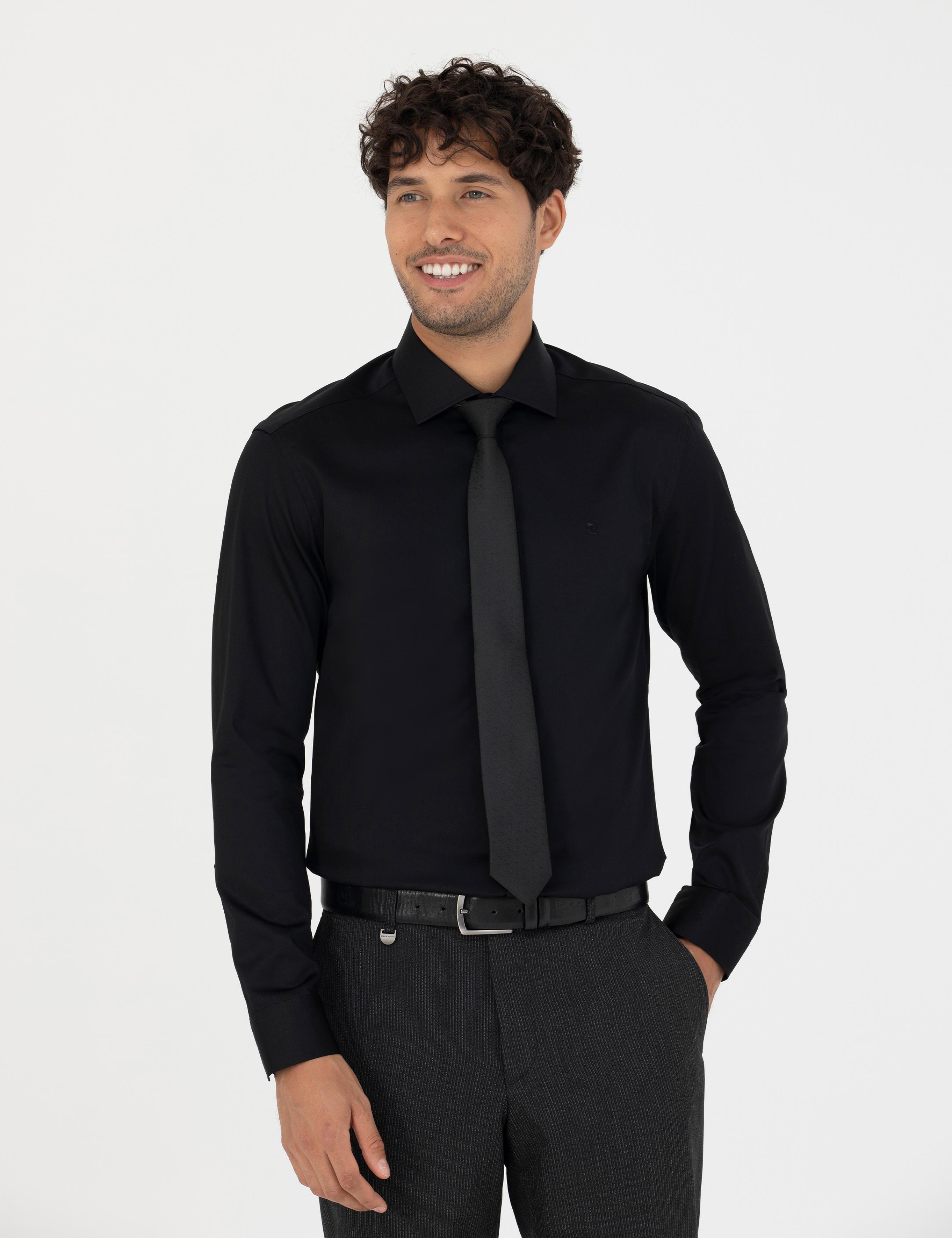 Siyah Slim Fit Uzun Kollu Gömlek