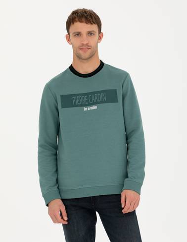 Yeşil Regular Fit Bisiklet Yaka Sweatshirt