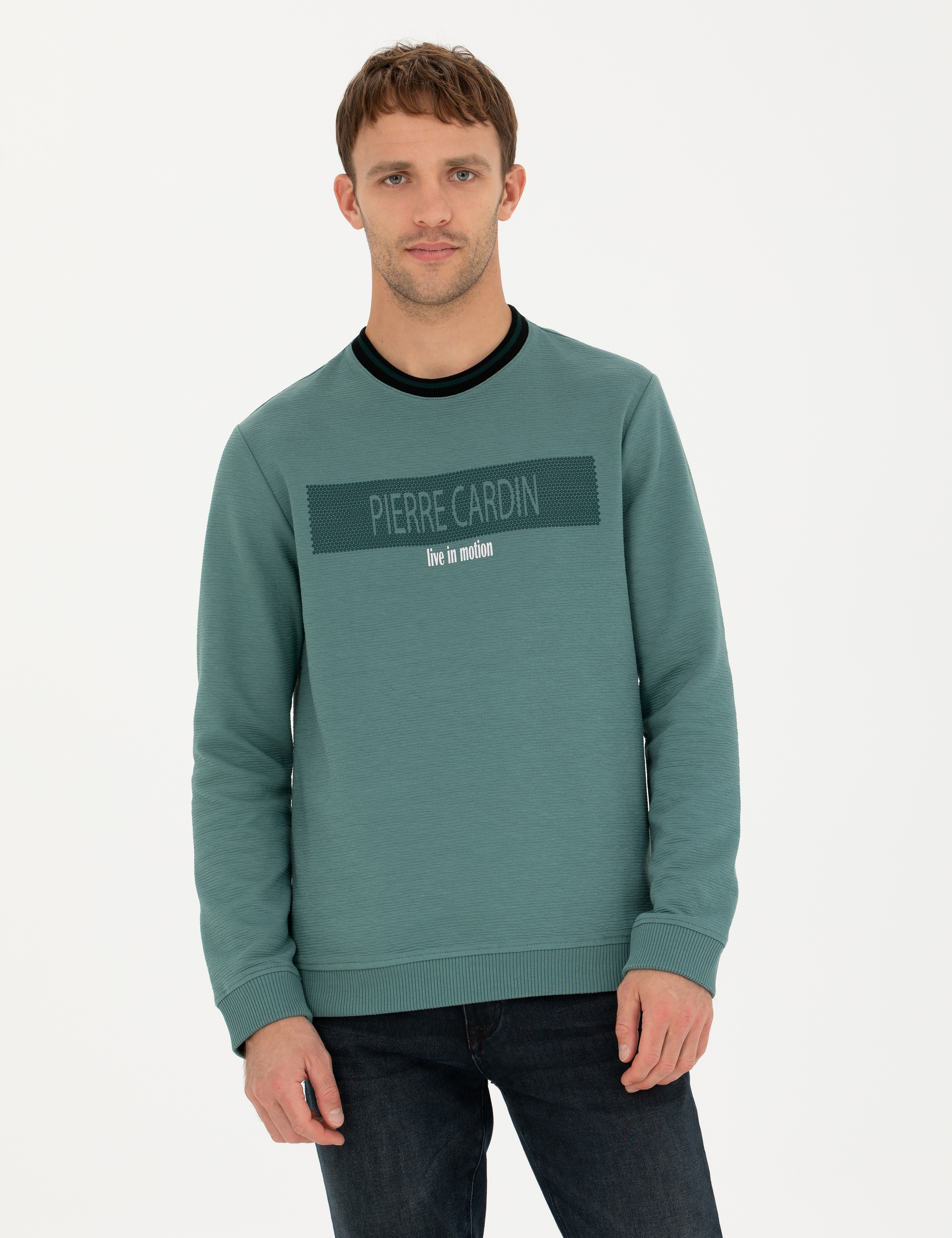 Yeşil Regular Fit Bisiklet Yaka Sweatshirt - Image 1